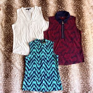 Tommy Hilfiger + WHBM + Perseption Sleeveless Work Blouse 3 pc bundle M/L